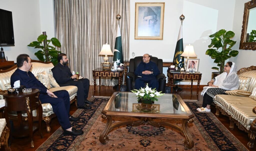 President Asif Ali Zardari meeting Chief Minister Balochistan Mir Sarfraz Bugti at Aiwan-e-Sadr.